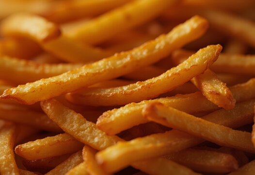Knusprige goldene Pommes frites als beliebtes Fastfood in Nahaufnahme