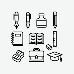 Small black and white vector education icons 6.eps