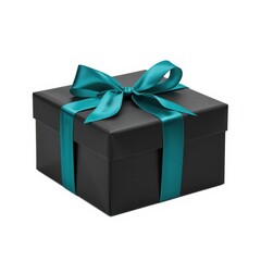 Obraz premium Elegant gift box with teal ribbon