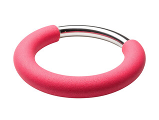 A close-up shot of a pink Pilates ring. This fitness equipment is isolated and set against a minimalist backdrop Isolated Transparent Background, PNG