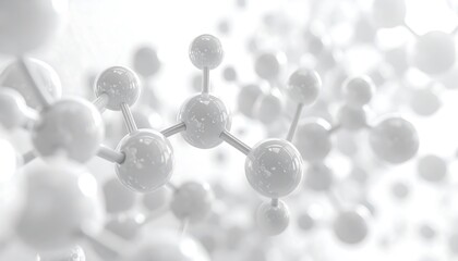 Molecular Bonds: An intricate, close-up view of molecular structures, their spherical atoms interconnected by slender bonds, representing the very building blocks of matter.
