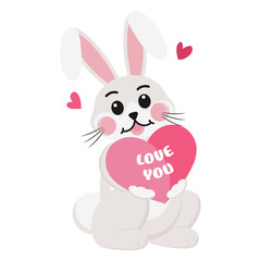 Valentines Day Cute Love Rabbit Giving Heart
