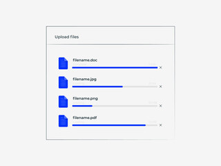 File upload progress UI vector illustration design for web and mobile app interface, cloud storage symbol with bar indicator, modern flat digital graphic template