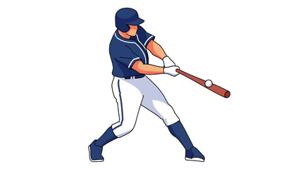 Obraz premium Baseball Player Swinging Bat at Ball, Dynamic Action Illustration, Sports Game Concept, Athletic Competition Graphic