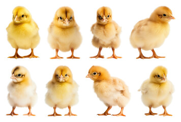 Naklejka premium PNG Adorable fluffy yellow chicks, transparent background