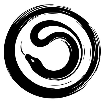 ouroboros, silhouette, symbol, snake, circle, round, design, uroboros