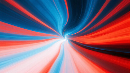 Obraz premium Abstract neon red and blue light moves across a dark background as geometric rubber wrap layers, increasing in brightness. Background material. Cool. Stylish.