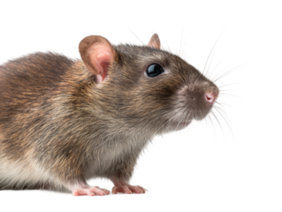 A detailed studio shot of a brown rat, the focus on the rat face  Isolated Transparent Background, PNG