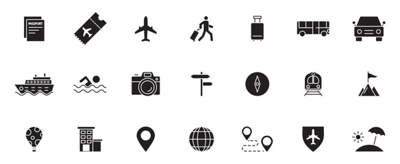 Travel and Holiday icon collection set. Containing design travel, holiday, vacation, summer, beach, tourism