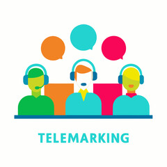 Team engaging in telemarketing