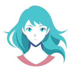 Anime girl with turquoise hair