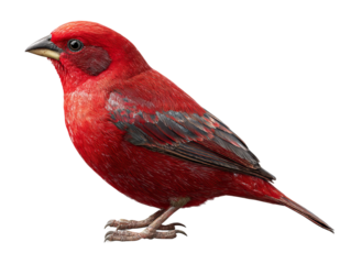 Vibrant red bird in perfect detail, standing out against a bright backdrop, full of charm and visual appeal Isolated Transparent Background, PNG