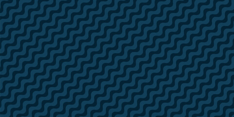 Simple minimal diagonal wavy lines texture.Vector seamless pattern with endless waves, curvy stripes. Subtle abstract dark blue background. Water surface illustration. Repeated design for decor, print