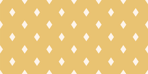 Golden vector minimalist seamless pattern with diamonds, rhombuses. Classic minimal vintage background. Simple abstract texture in gold color. Elegant repeated geometric design for decor, textile