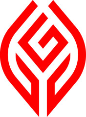 Red abstract Y letter logo design with geometric shape