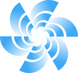 Blue abstract spiral geometric flower with gradient shapes