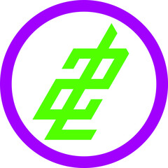 Modern Z letter logo in green with purple circle