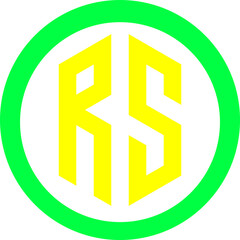 RS letter geometric logo in yellow with green circle