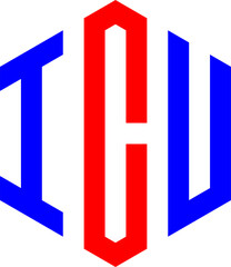 ICU Letter Logo Design with Blue I and U and Red C
