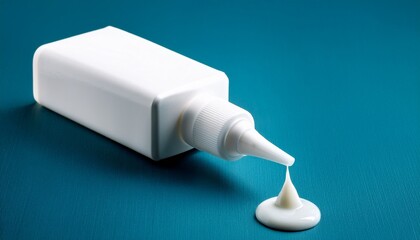 bottle of white glue with drips