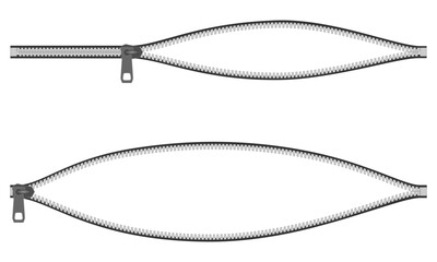 zipper bag open set vector illustration isolated on white background.