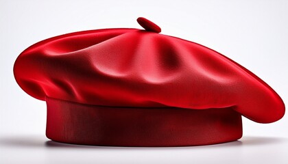 red beret hat isolated on solid white background form