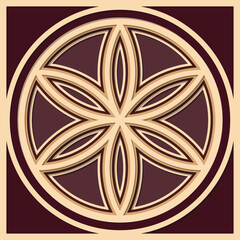 Flower of life papercut. Layered paper cut style, Shadow Box 