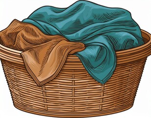 wicker laundry basket with cloth