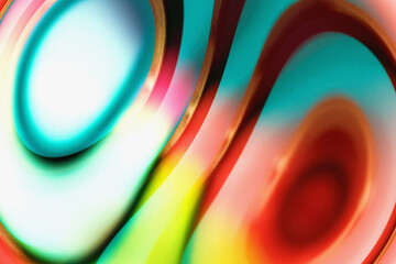Abstract colorful glowing warped concentric rings