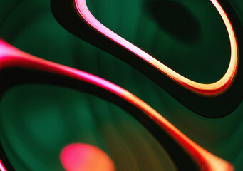 Abstract colorful glowing warped concentric rings