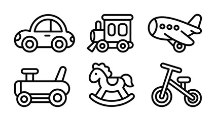 Fototapeta premium Set of Child's Playthings: A delightful collection of children's toy illustrations, each evoking a sense of joy, imagination and play. capturing the charm of childhood.