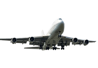 Fototapeta premium Large passenger jet preparing for landing isolated on transparent background