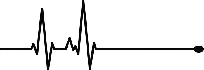 Fototapeta premium Electrocardiogram flatline with terminal dot symbolizing end of life, cardiac arrest, medical emergency and mortality awareness in healthcare