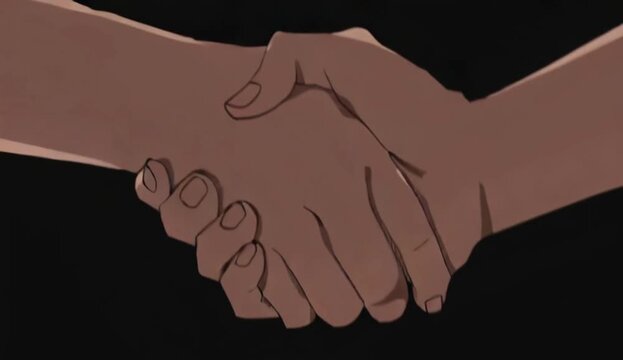 handshake isolated on black background