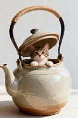 teapot with a cat