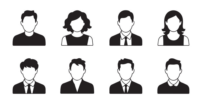 Set of business person avatars professional office workers icons with different hairstyles and suits