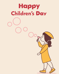 Obraz premium happy-children-s-day--minimalist-vector-illustrati