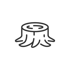 Tree stump, linear icon. Cut tree and deforestation concept. Line with editable stroke.