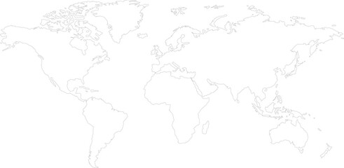 world map vector without coloring 