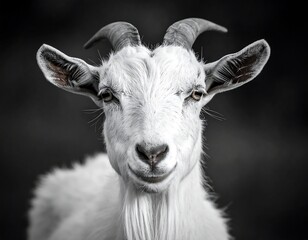 Close-up Portrait of a White Goat.