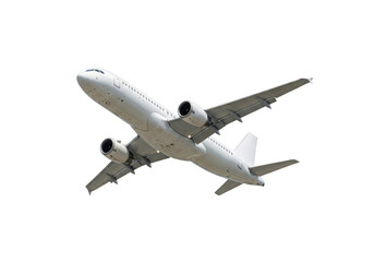 Obraz premium Commercial airliner in flight isolated on transparent background