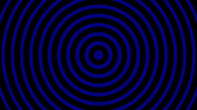 Futuristic blue radar concentric circles on black emanate outward for hightech sonar backdrop suitable for technology and science concepts.