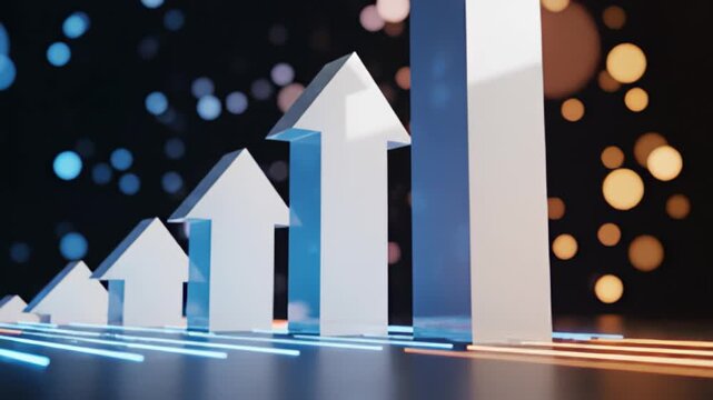 Abstract arrows rising graphically for growth or economic improvement