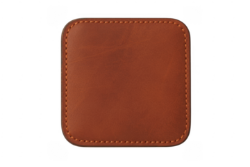 Brown leather card holder with stitching wallet accessory isolated on a transparent background