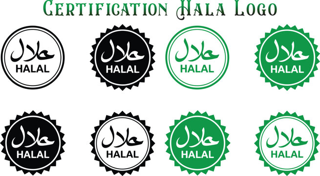 Halal certification logos islamic food symbols and labels for product approval and quality assurance