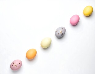 Colorful Easter eggs in a row.