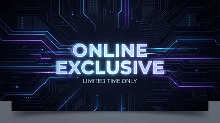 Online Exclusive Limited Time Offer Digital Background with Neon Circuit Board Effect