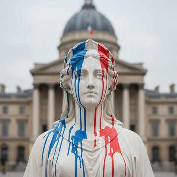 Statue de Marianne tricolore, art Fran&ccedil;ais Symbole de libert&eacute;