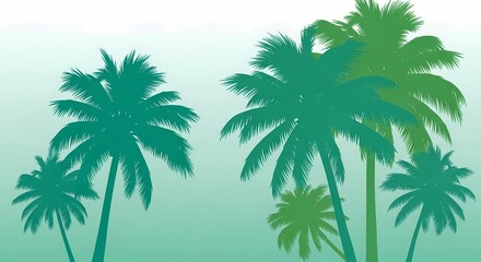 Silhouettes of tropical palm trees against a gradient sky background.