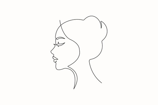 Woman's face abstract continuous line drawing minimal style